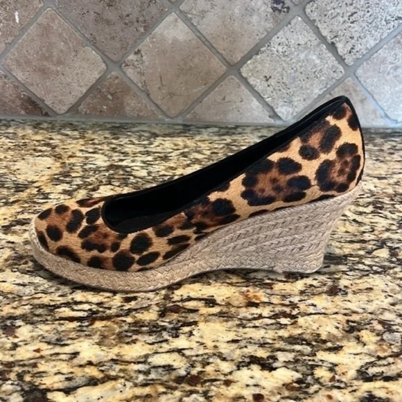 J. Crew Collection Seville Espadrille Wedge Leopard Calf Hair Size 7 - Picture 5 of 11